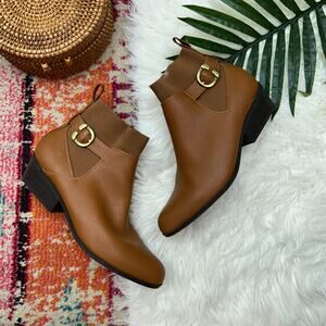 Aerosoles Neutral Brown Faux Leather Low Heeled Ankle Boots Booties 9